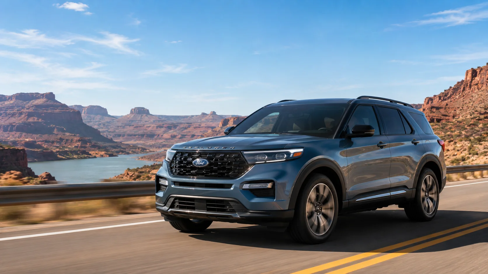 2026 Ford Explorer in Carbonized Gray front three-quarter view