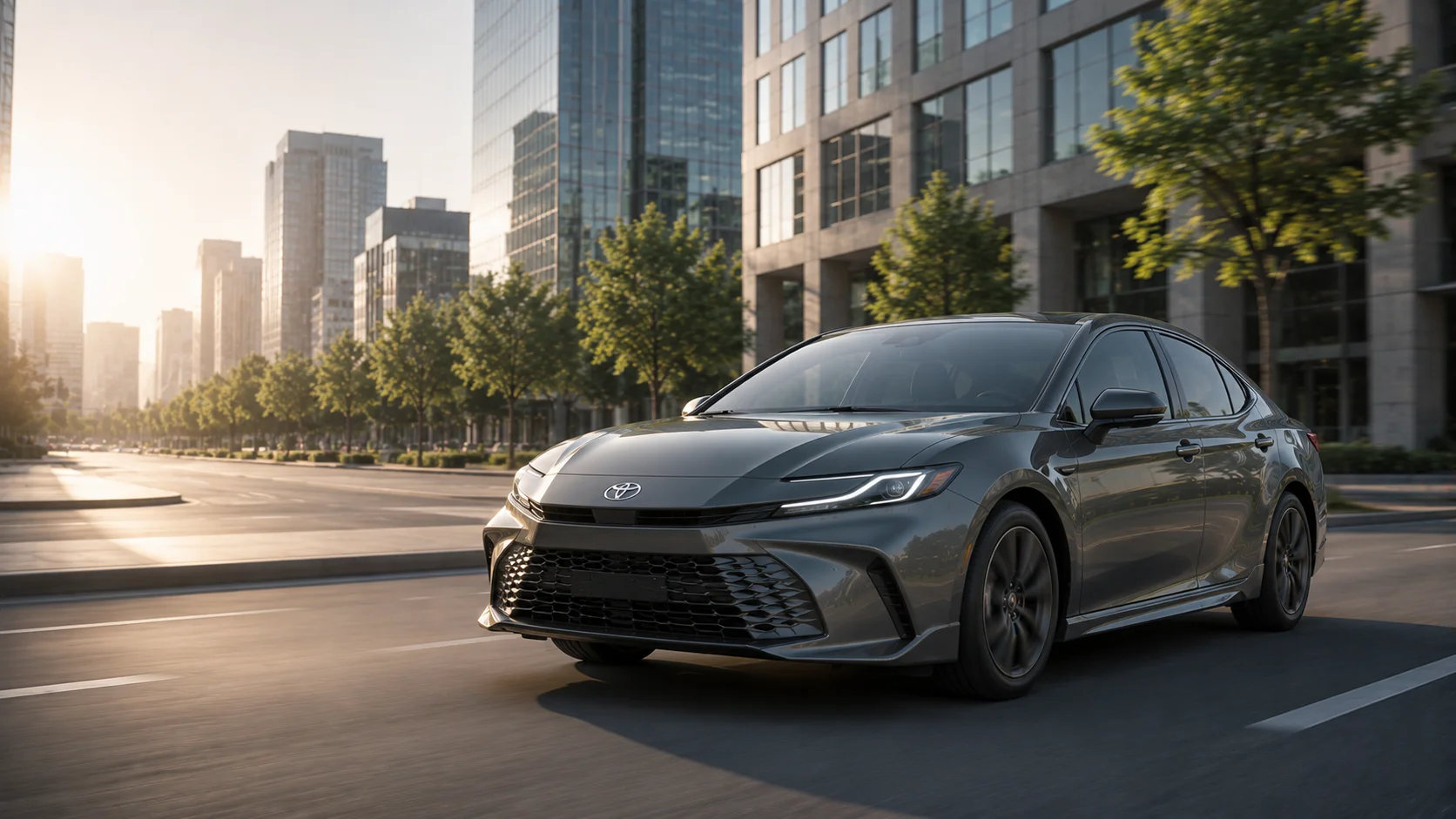 2026 Toyota Camry hybrid sedan in three-quarter front view
